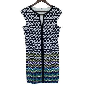 London Times Black and White Sheath Dress - Size 10